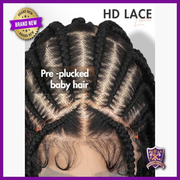 30 Inch Full Lace Braided Wig Pre Plucked Baby Hair Synthetic Heat Resistant main image 6